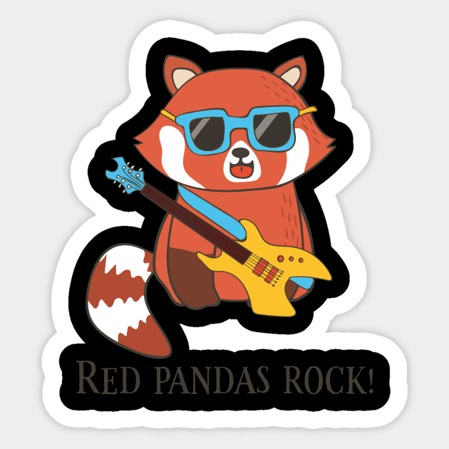 Red Pandas Rock, Funny Cute Red Panda Sticker by Dreamy Panda Designs